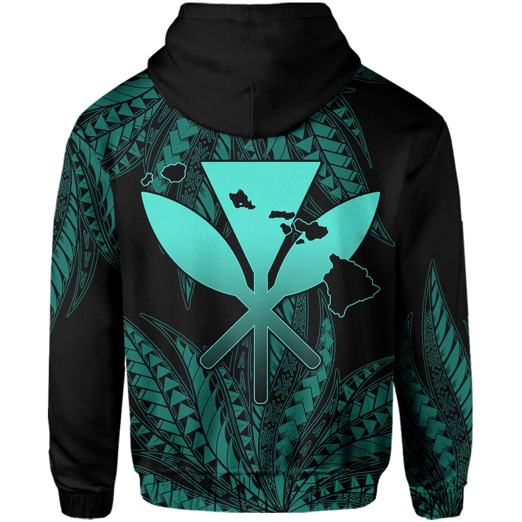 Hawaii King Polynesian Hoodie (Zip up) Durk Style Turquoise - Polynesian Pride