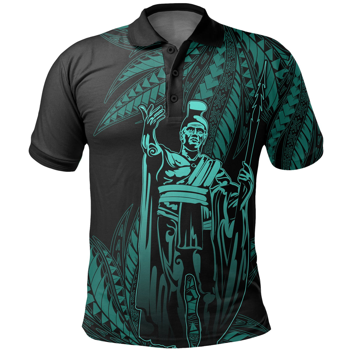 Hawaii King Polynesian Polo Shirt Durk Style Turquoise - Polynesian Pride