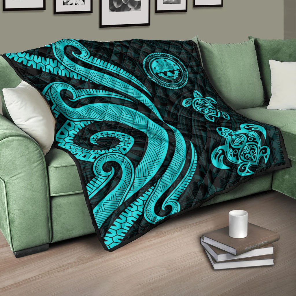 Federated States of Micronesia Premium Quilt - Turquoise Tentacle Turtle - Polynesian Pride
