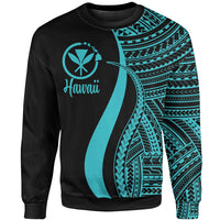 Hawaii Sweatshirt - Turquoise Polynesian Tentacle Tribal Pattern Unisex Turquoise - Polynesian Pride