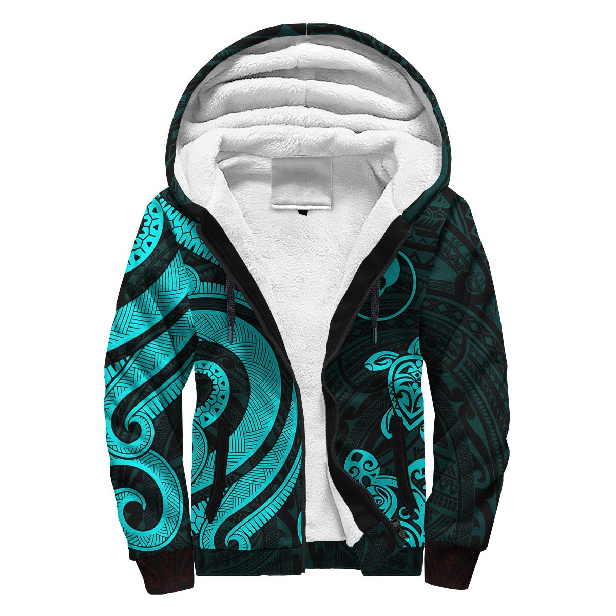 Yap Sherpa Hoodie - Turquoise Tentacle Turtle Turquoise - Polynesian Pride