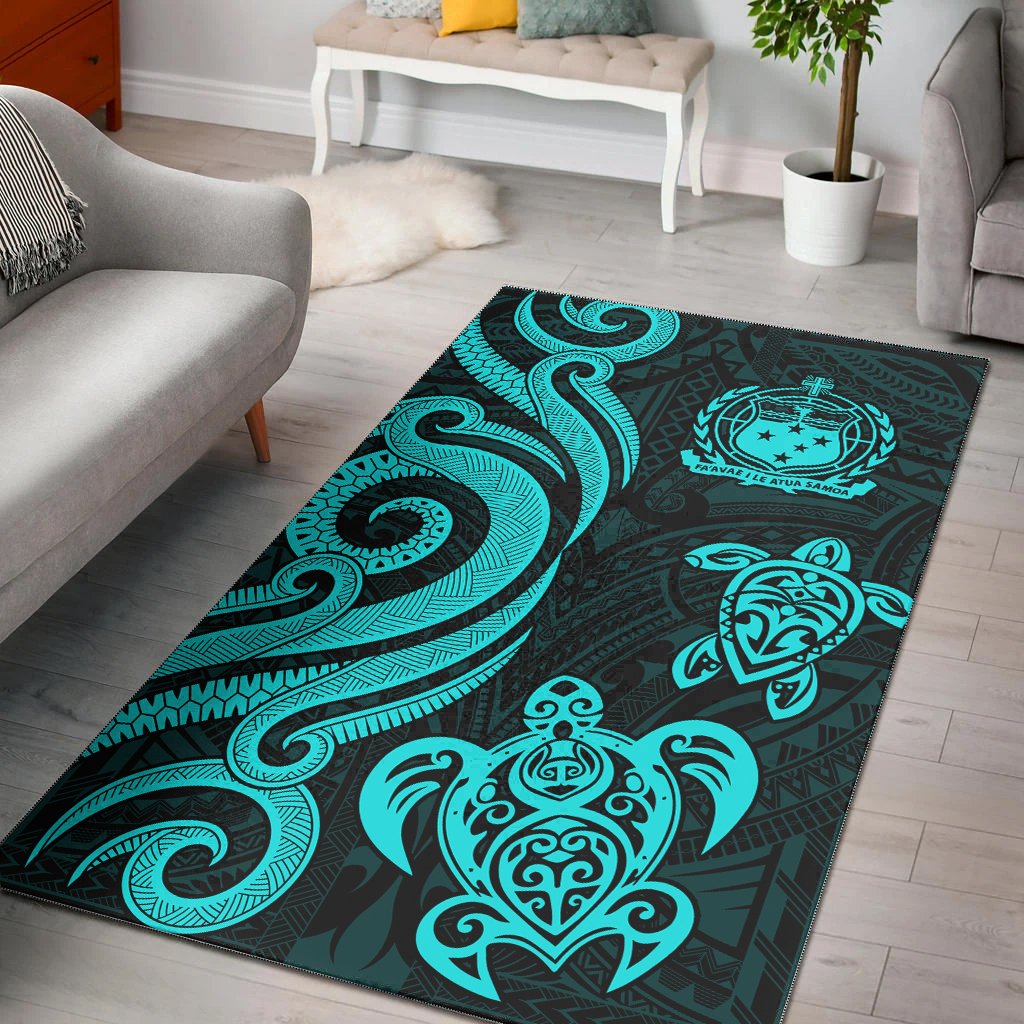 Samoa Area Rug - Turquoise Tentacle Turtle Turquoise - Polynesian Pride