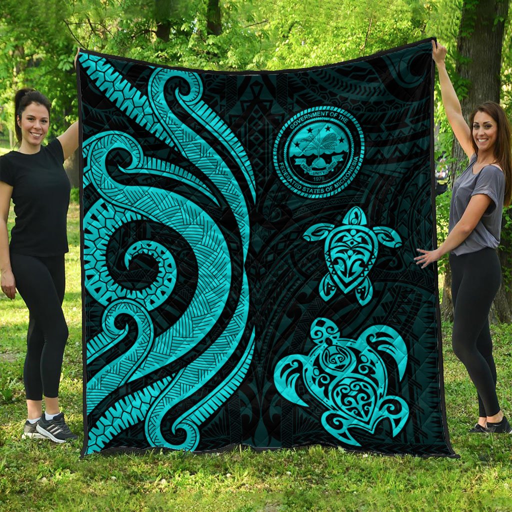 Federated States of Micronesia Premium Quilt - Turquoise Tentacle Turtle Turquoise - Polynesian Pride