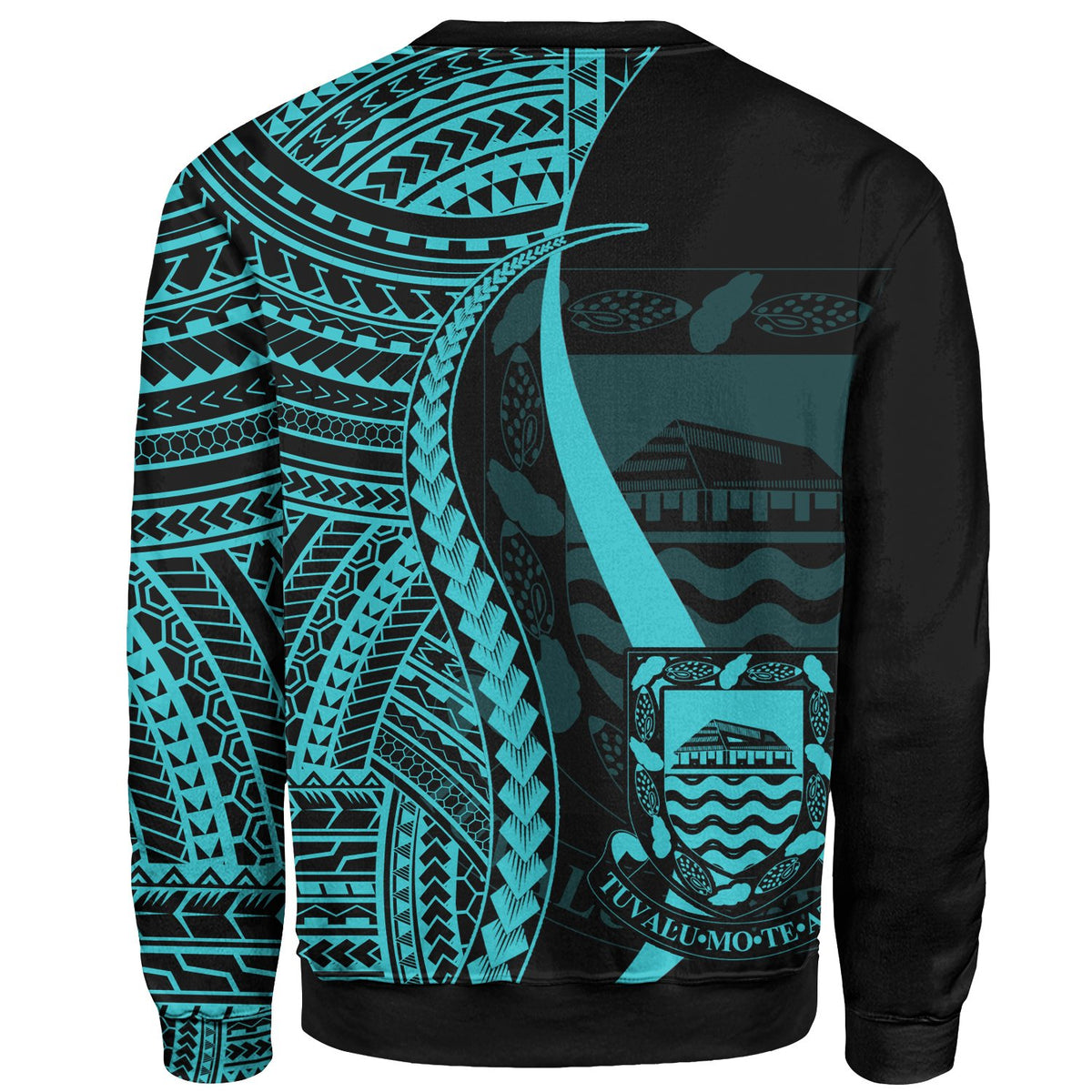 Tuvalu Sweatshirt - Turquoise Polynesian Tentacle Tribal Pattern - Polynesian Pride