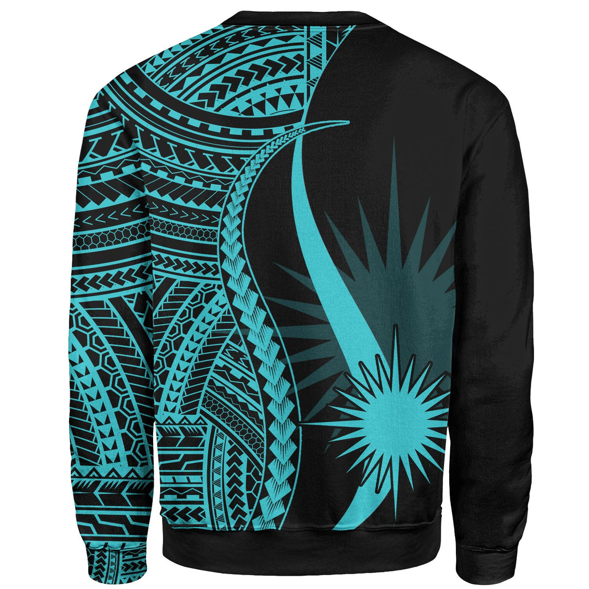 Marshall Islands Sweatshirt - Turquoise Polynesian Tentacle Tribal Pattern - Polynesian Pride