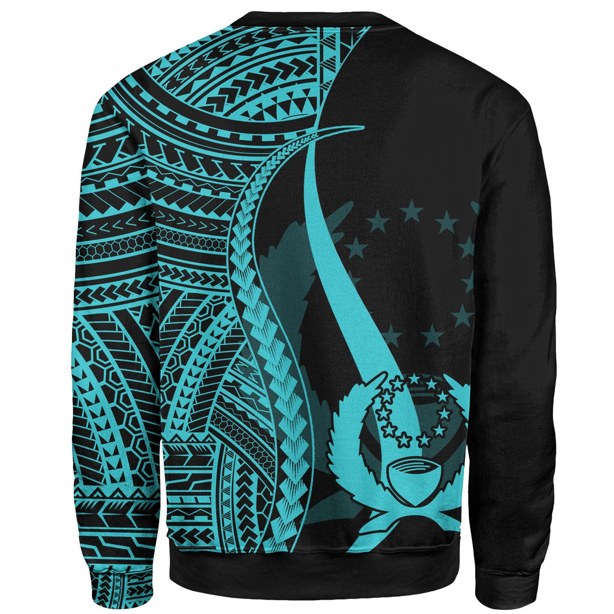 Pohnpei Custom Personalised Sweatshirt - Turquoise Polynesian Tentacle Tribal Pattern - Polynesian Pride