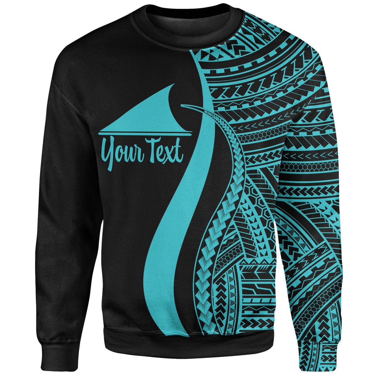 Tokelau Custom Personalised Sweatshirt - Turquoise Polynesian Tentacle Tribal Pattern Unisex Turquoise - Polynesian Pride