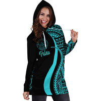 Palau Women's Hoodie Dress - Turquoise Polynesian Tentacle Tribal Pattern - Polynesian Pride