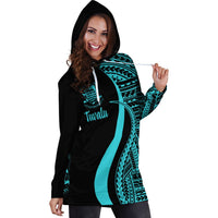 Tuvalu Women's Hoodie Dress - Turquoise Polynesian Tentacle Tribal Pattern - Polynesian Pride