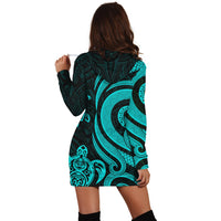 Guam Women Hoodie Dress - Turquoise Tentacle Turtle - Polynesian Pride