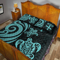 Fiji Quilt Bed Set - Turquoise Tentacle Turtle - Polynesian Pride