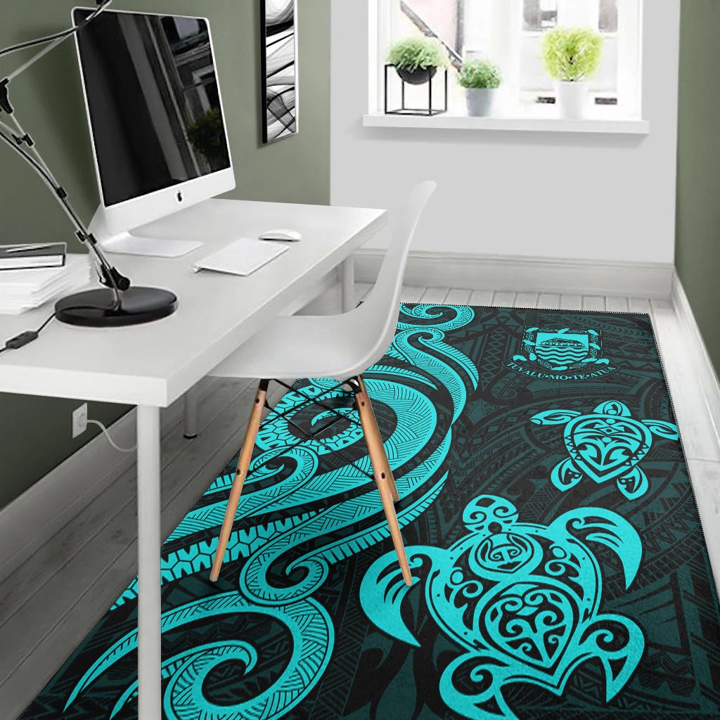 Tuvalu Area Rug - Turquoise Tentacle Turtle - Polynesian Pride