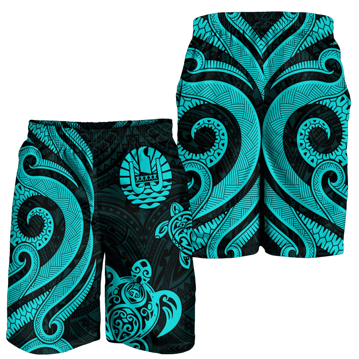 Tahiti Men's Short - Turquoise Tentacle Turtle - Polynesian Pride