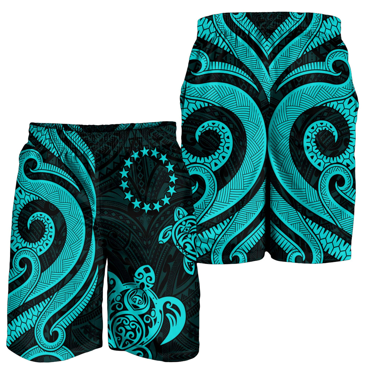 Cook Islands Men's Short - Turquoise Tentacle Turtle - Polynesian Pride