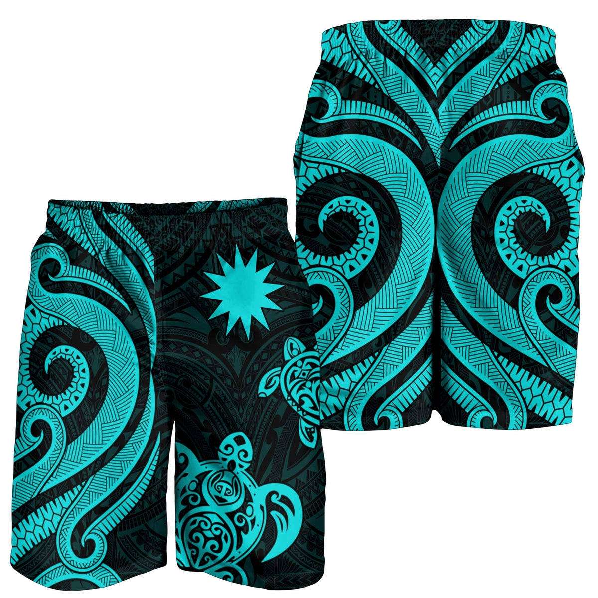 Nauru Men's Short - Turquoise Tentacle Turtle - Polynesian Pride