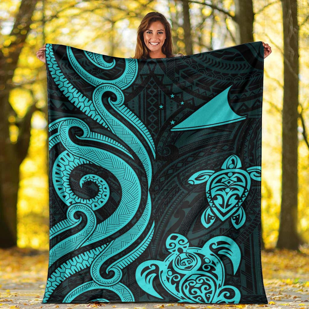Tokelau Premium Blanket - Turquoise Tentacle Turtle - Polynesian Pride