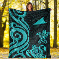 Tokelau Premium Blanket - Turquoise Tentacle Turtle - Polynesian Pride