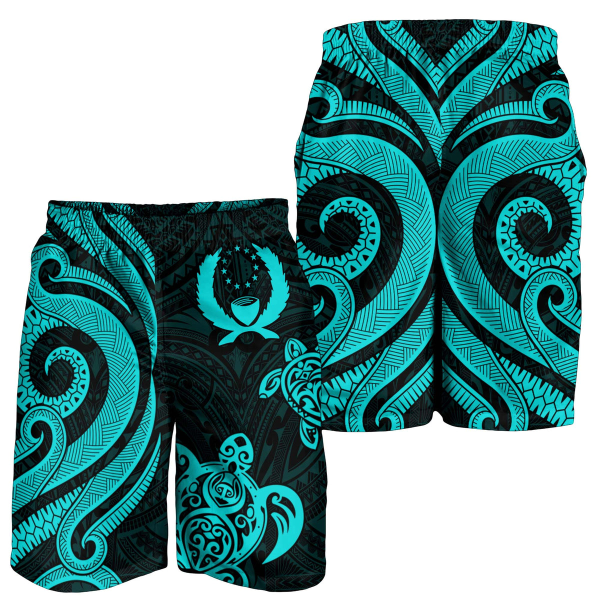 Pohnpei Men's Short - Turquoise Tentacle Turtle - Polynesian Pride