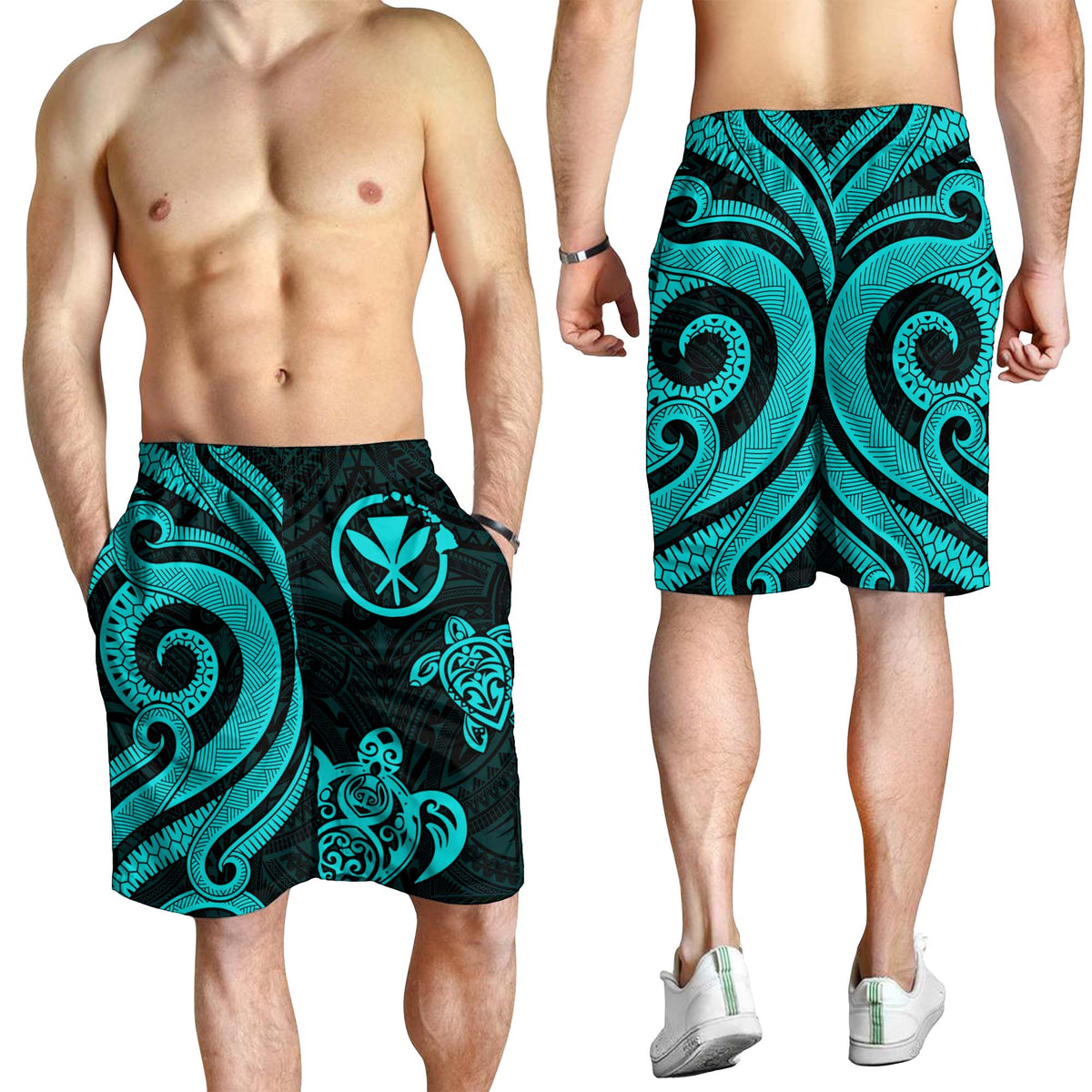Hawaii Men's Short - Turquoise Tentacle Turtle - Polynesian Pride
