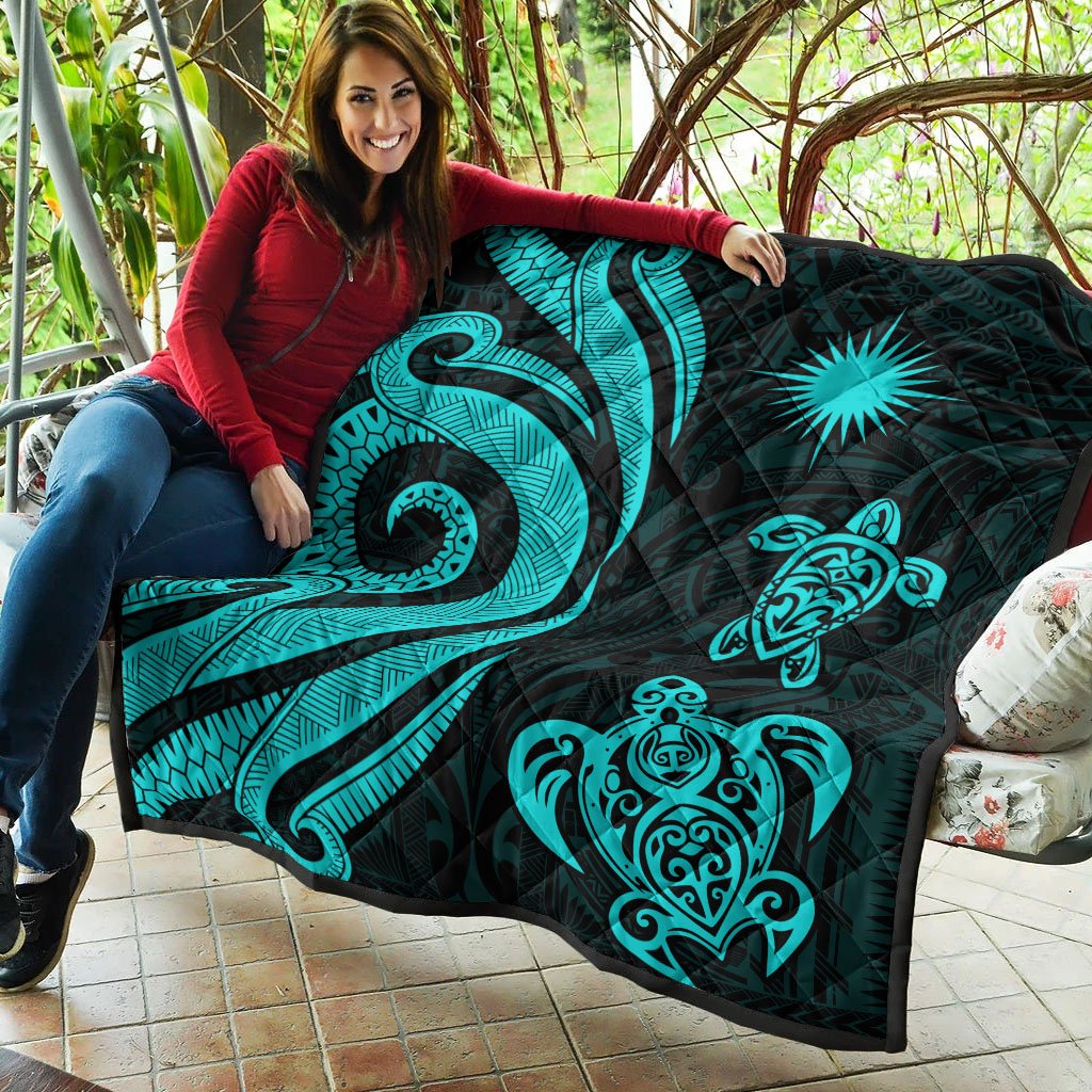 Marshall Islands Premium Quilt - Turquoise Tentacle Turtle - Polynesian Pride