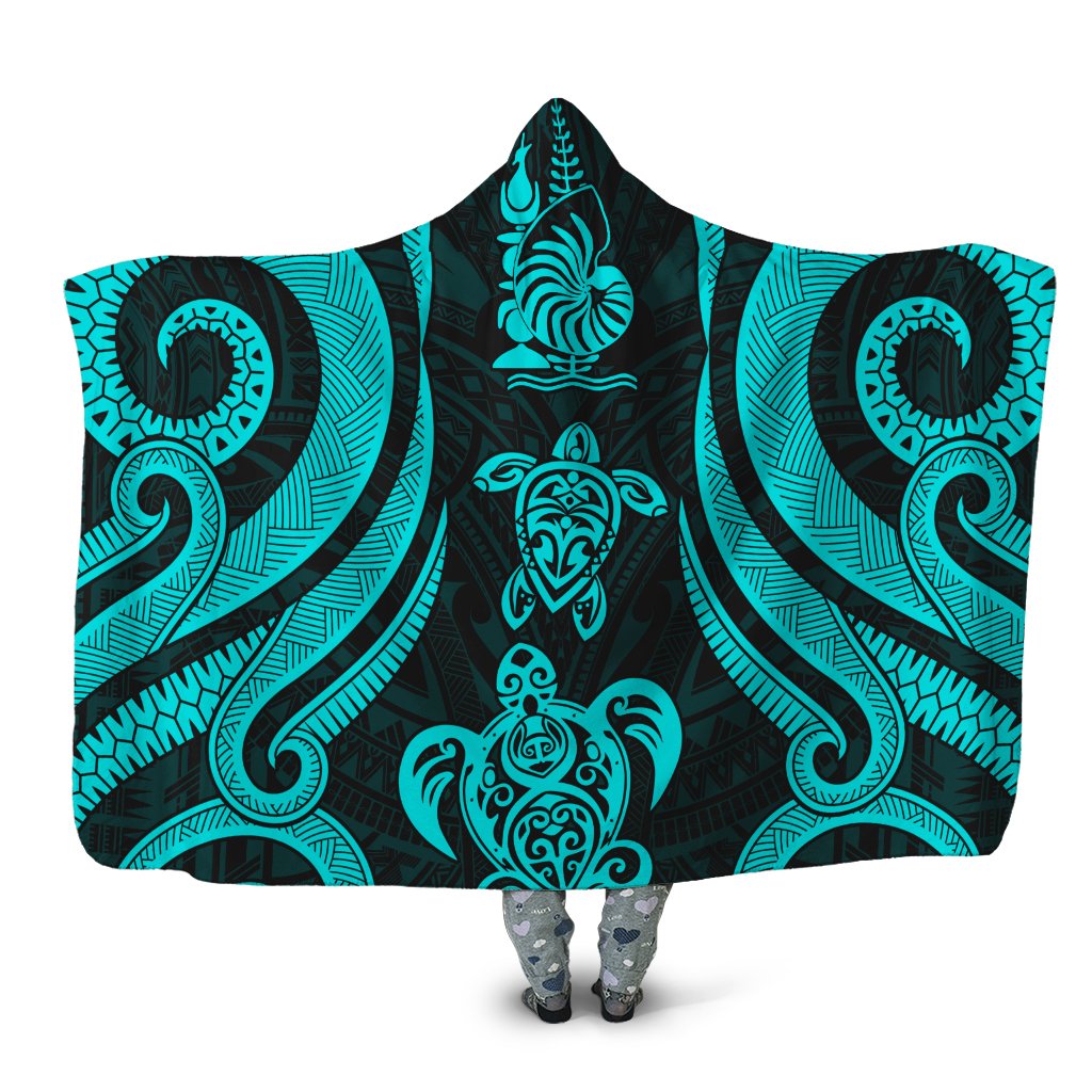 New Caledonia Hooded Blanket - Turquoise Tentacle Turtle Hooded Blanket Turquoise - Polynesian Pride