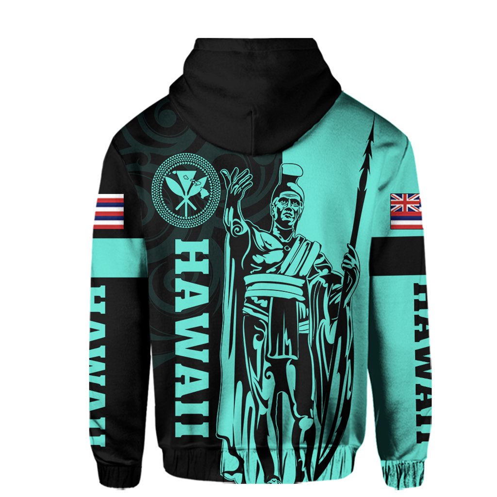 Hawaii King Polynesian Hoodie Lawla Style Turquoise - Polynesian Pride