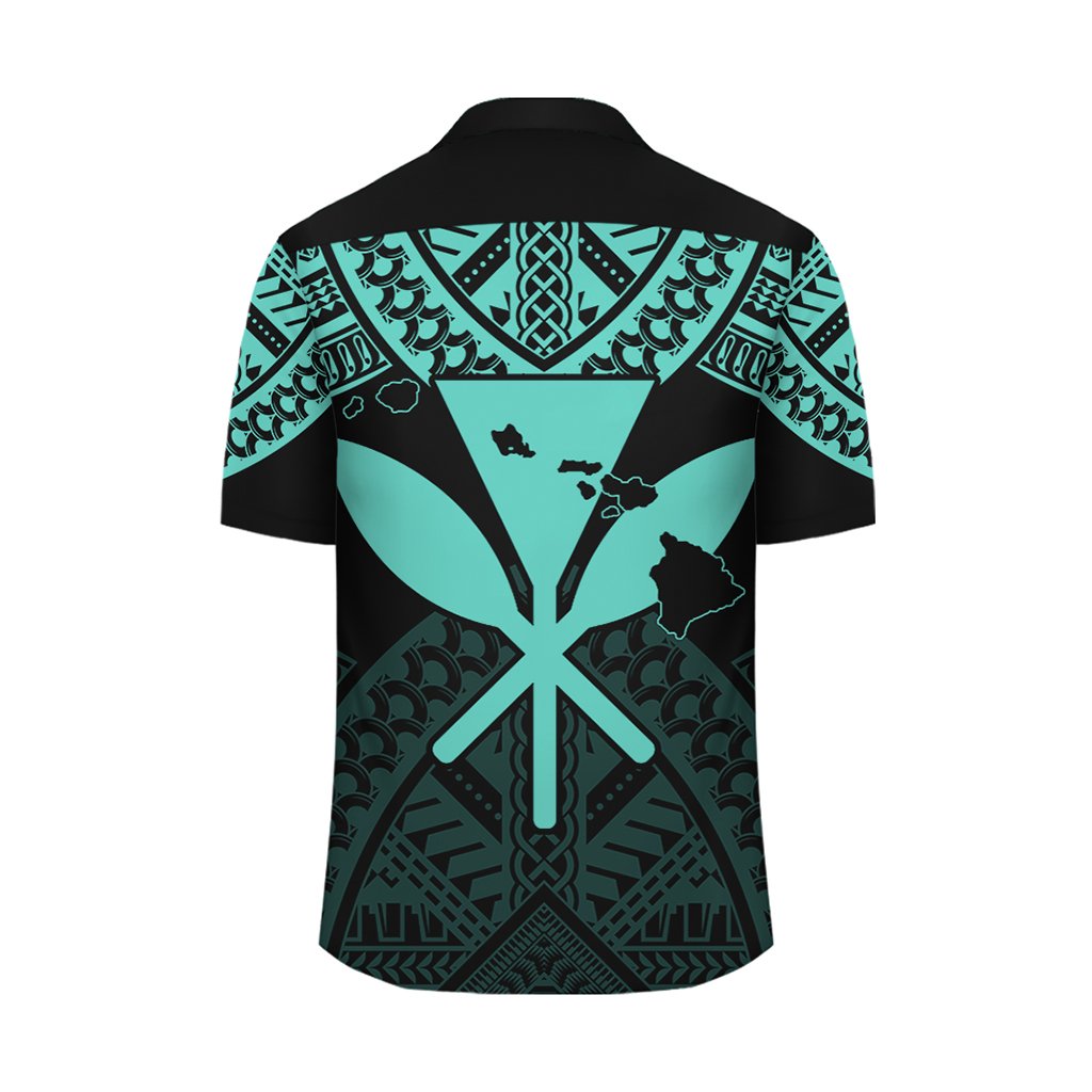 Hawaii Polynesian Limited Hawaiian Shirt - Tab Style Turquoise - AH - Polynesian Pride