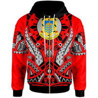 Tuvalu Zip Hoodie Tribal Sun Tattoo Red Color Unisex Red - Polynesian Pride
