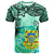 Tuvalu T-Shirt - Vintage Floral Pattern Green Color