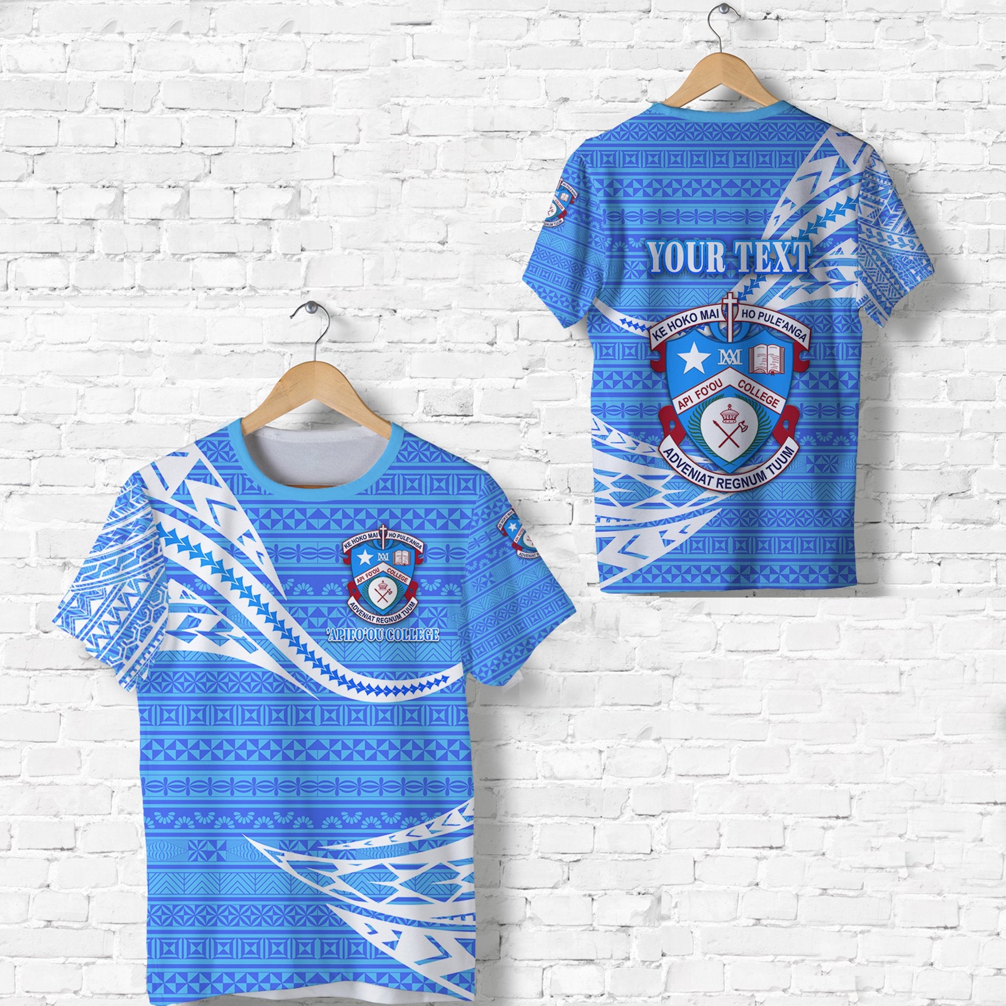 Custom Apifoou College T Shirt Tonga Unique Version Blue Unisex Blue - Polynesian Pride