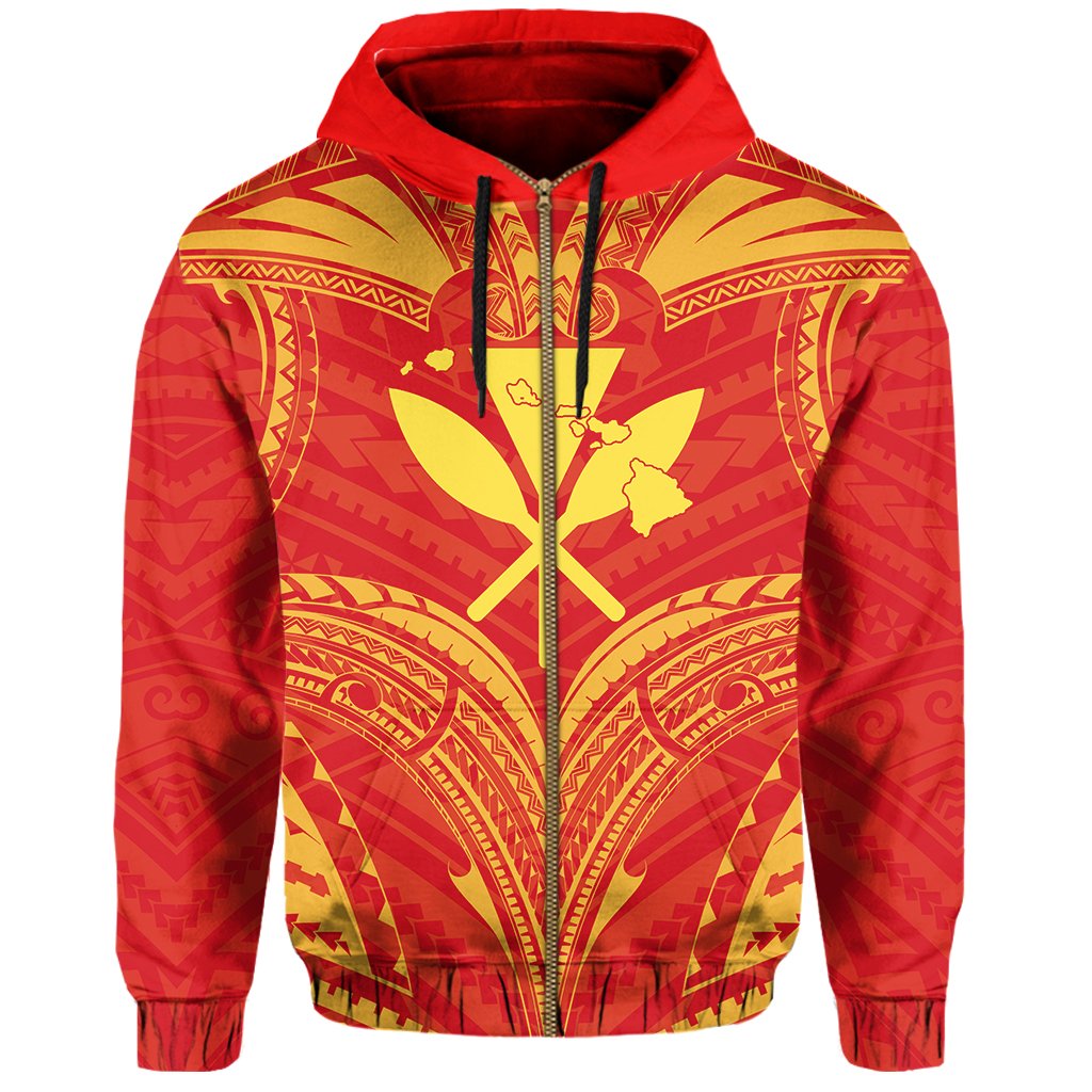 Polynesian Kanaka Mauna Kea Map of Hawaii Zip Hoodie - Polynesian Pride