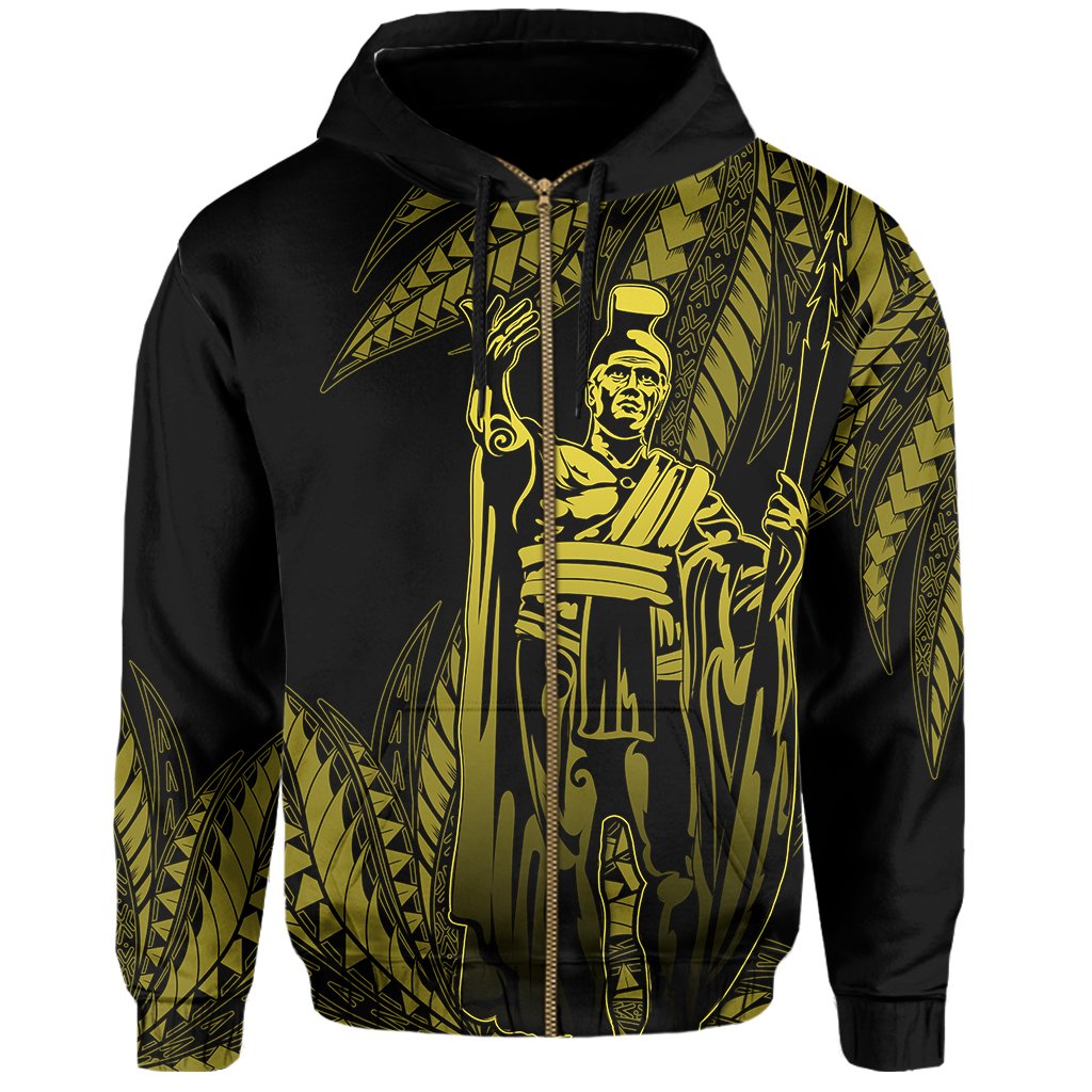 Hawaii King Polynesian Hoodie (Zip up) Durk Style Yellow - Polynesian Pride