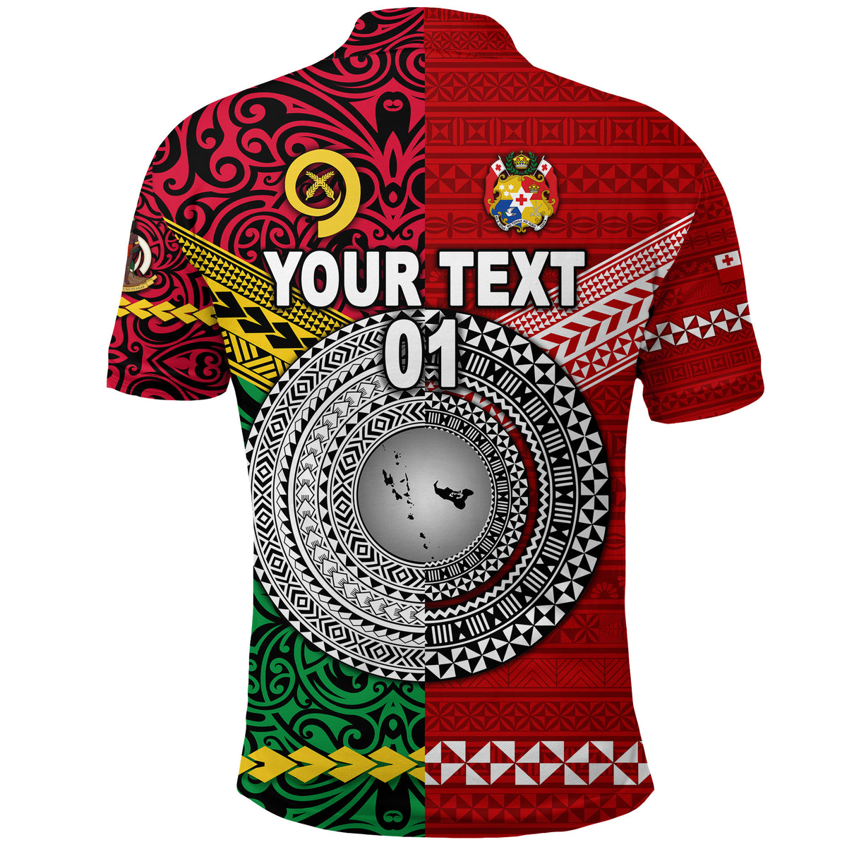 Custom Vanuatu Tonga Polo Shirt Polynesian Together Bright Red, Custom Text and Number LT8 - Polynesian Pride