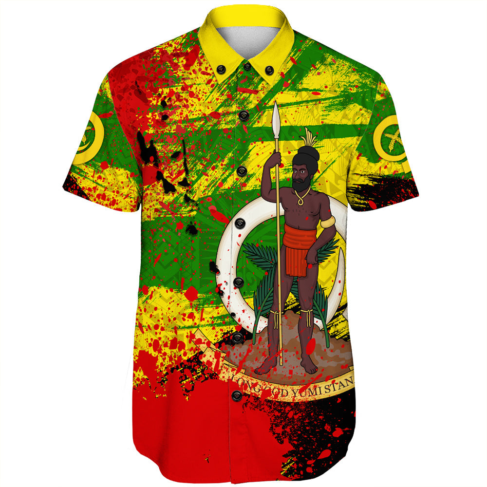 Vanuatu Independence Day Grunge Short Sleeve Shirt LT10 - Polynesian Pride