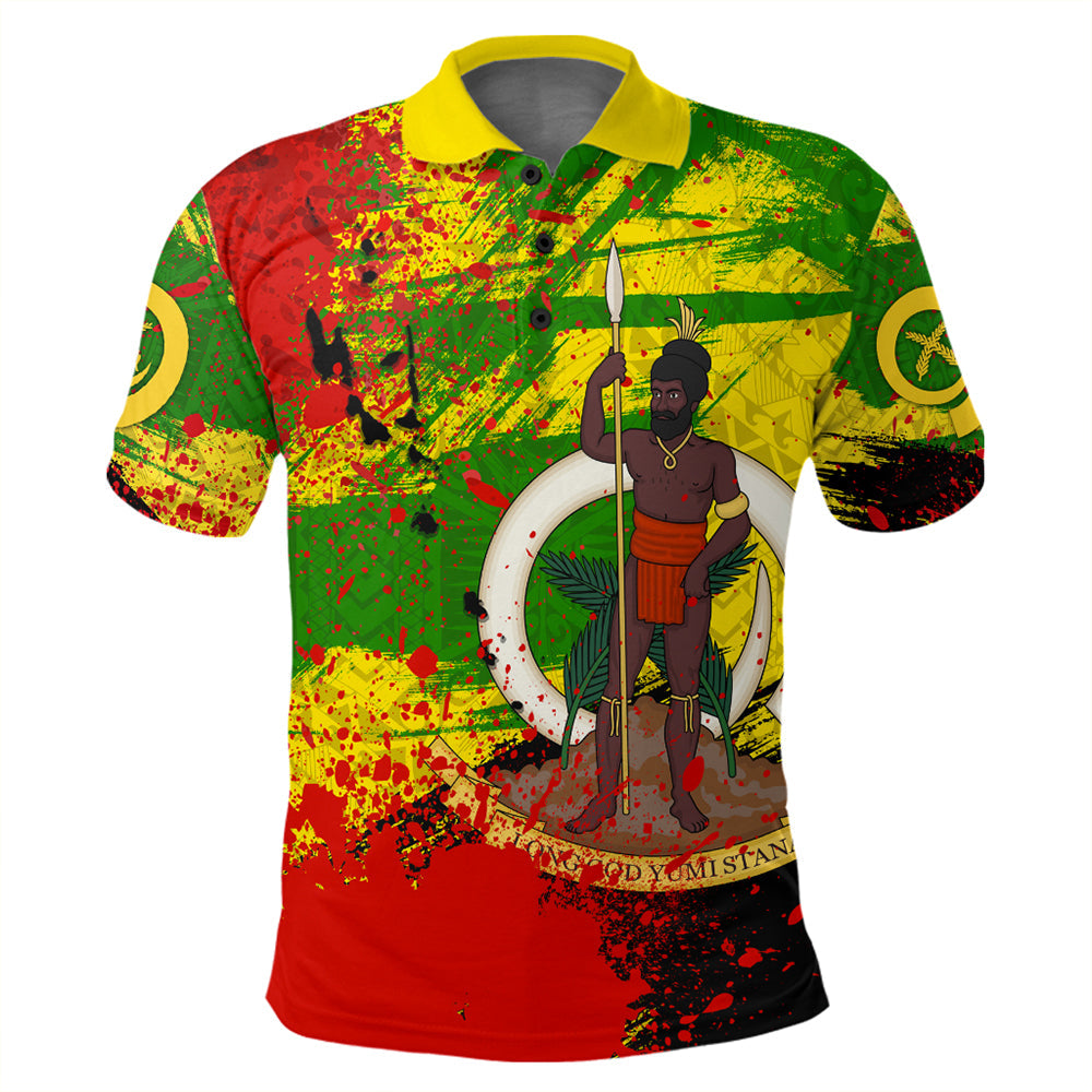 Vanuatu Independence Day Grunge Polo Shirt LT10 - Polynesian Pride