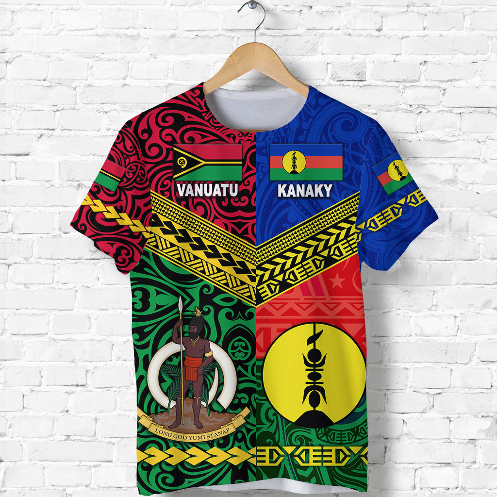 Custom Vanuatu New Caledonia Kanaky T Shirt Together LT8 - Polynesian Pride