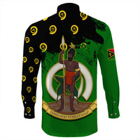Vanuatu Flag Pattern Style Long Sleeve Button Shirt LT10 - Polynesian Pride