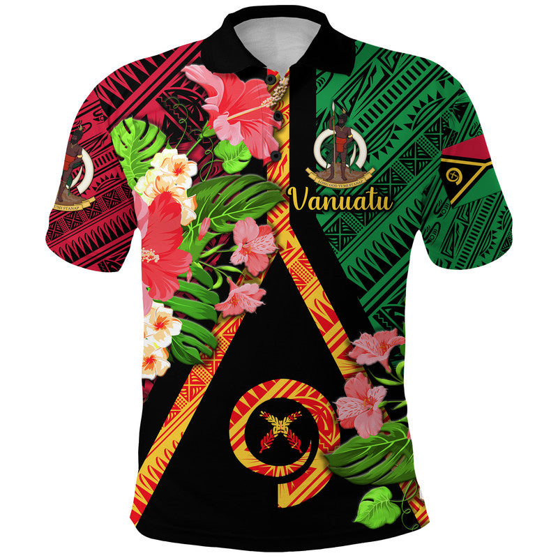 Vanuatu Polo Shirt Independence Be Proud Vanuatu Flag LT8 Black - Polynesian Pride