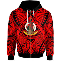 Vanuatu Zip Hoodie Classic Vignette Style Unisex Red - Polynesian Pride