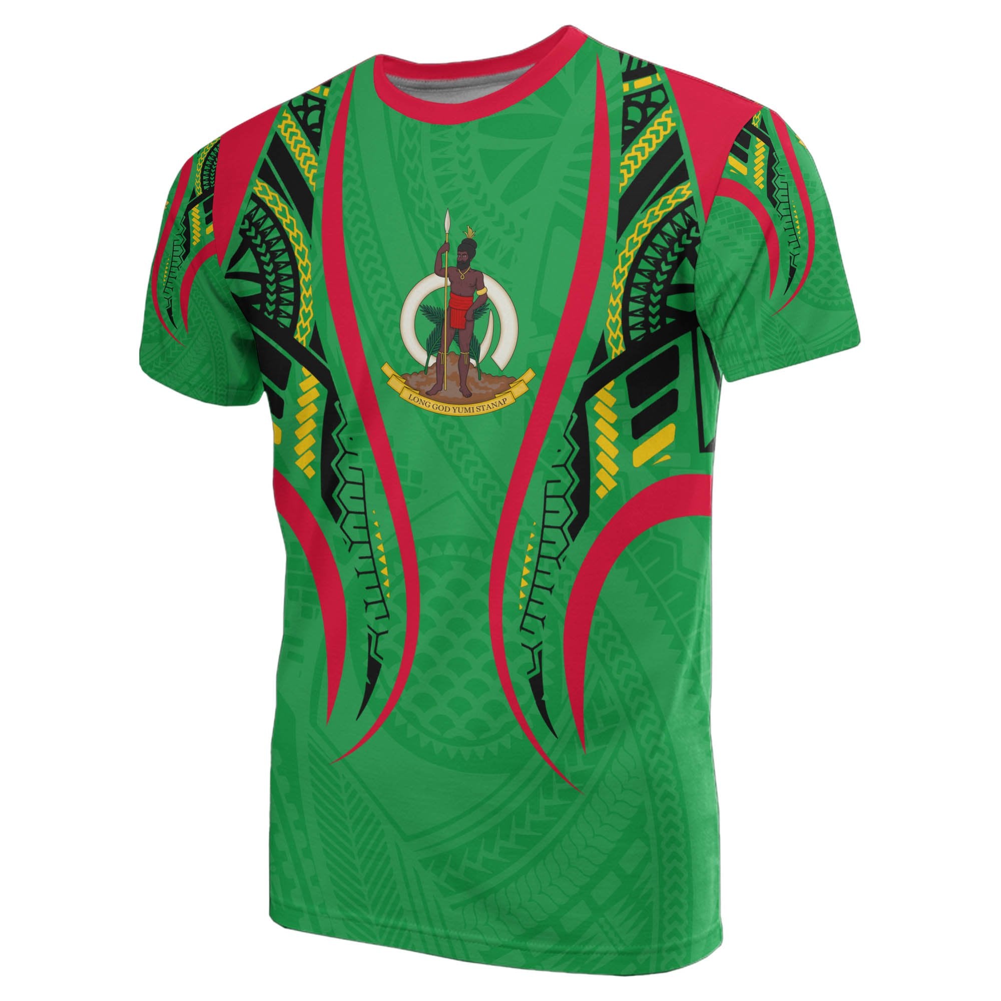 Vanuatu T Shirt Vanuatuan Coat of Arms Polynesian Stylized Unisex Green - Polynesian Pride