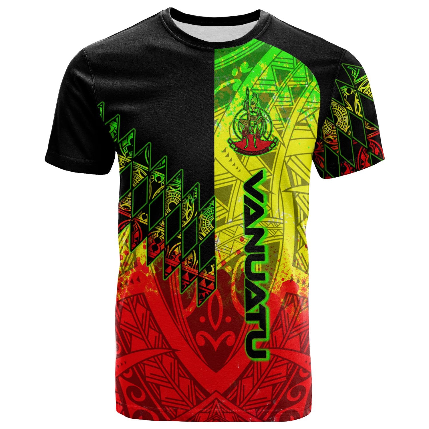 Vanuatu T Shirt Reggage Color Symmetry Style Unisex Black - Polynesian Pride