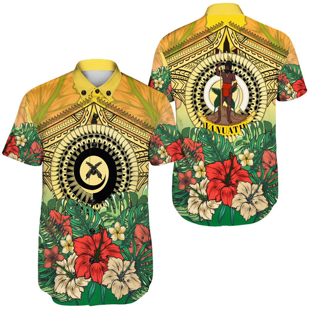 Vanuatu Polynesian Hibiscus Short Sleeve Shirt LT10 Unisex Yellow - Polynesian Pride