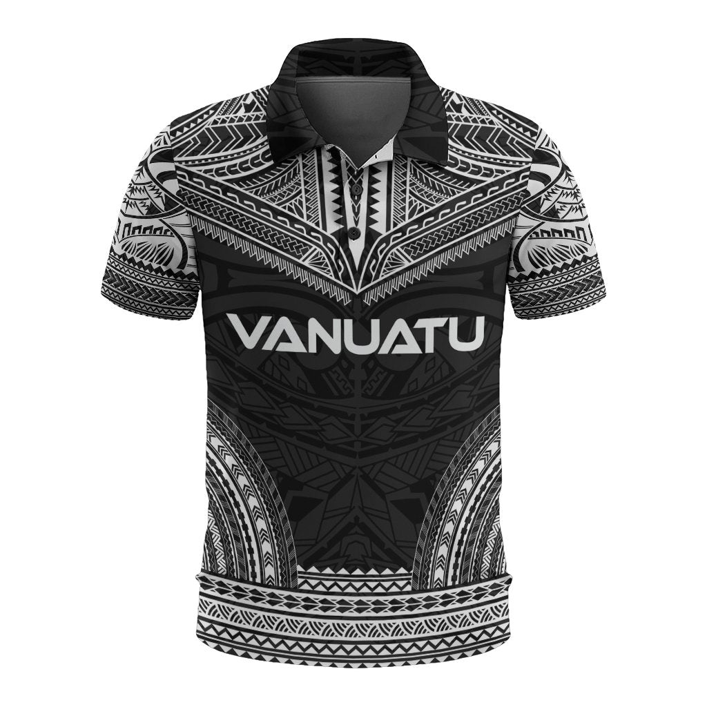 Vanuatu Polo Shirt Vanuatuan Coat Of Arms Polynesian Chief Tattoo Black Version Unisex Black - Polynesian Pride