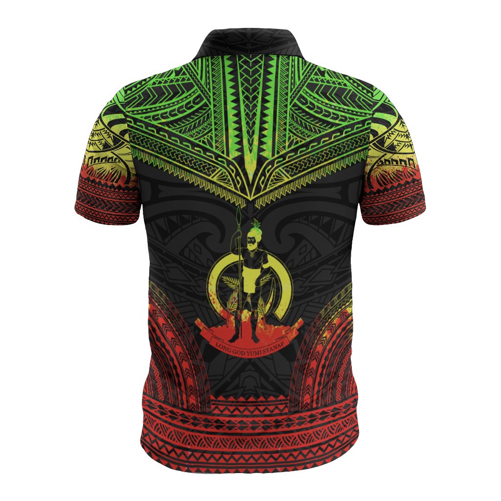 Vanuatu Polo Shirt Vanuatuan Coat Of Arms Polynesian Chief Tattoo Reggae Version - Polynesian Pride