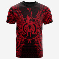 Vanuatu T Shirt Vanuatuan Coat of Arms Map Polynesian Tattoo Red Unisex Gold - Polynesian Pride