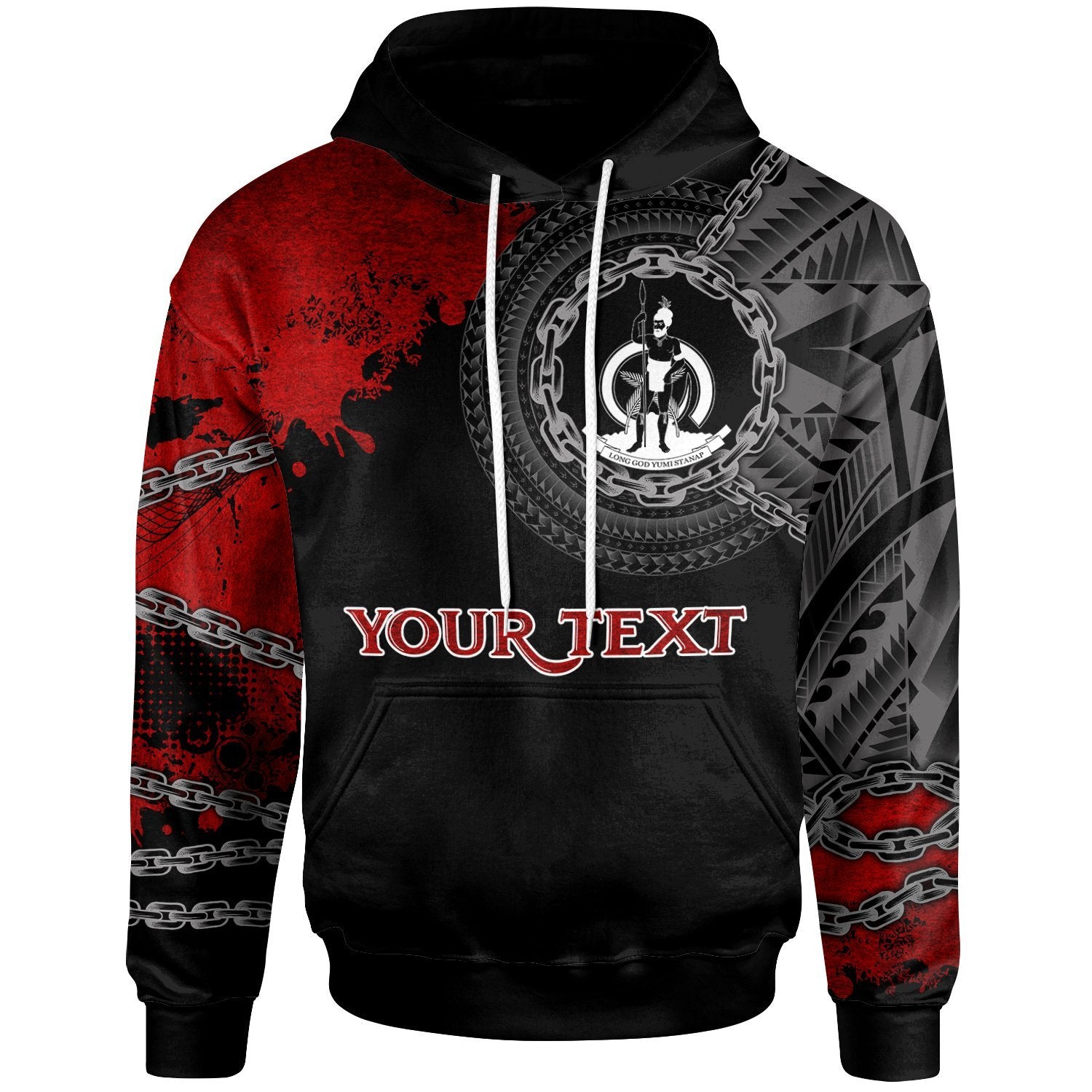 Vanuatu Polynesian Custom Hoodie Polynesian Chain Style Unisex Black - Polynesian Pride