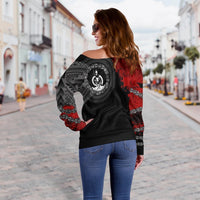 Vanuatu Polynesian Women's Off Shoulder Sweater - Polynesian Chain Style - Polynesian Pride