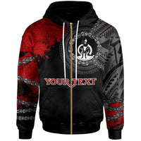 Vanuatu Polynesian Custom Zip up Hoodie Polynesian Chain Style Unisex Black - Polynesian Pride