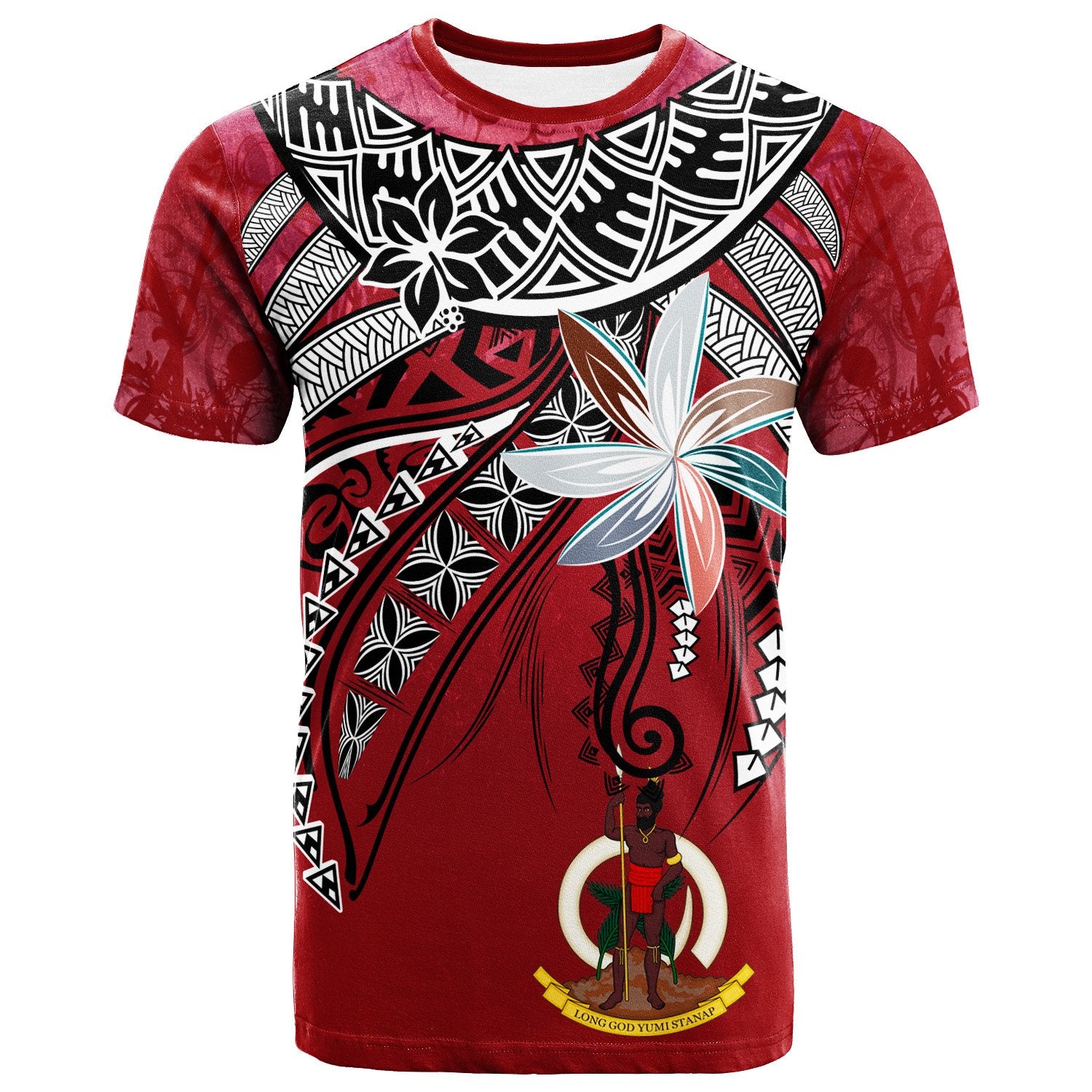 Vanuatu T Shirt Fanciful Forest Red Color Unisex Red - Polynesian Pride