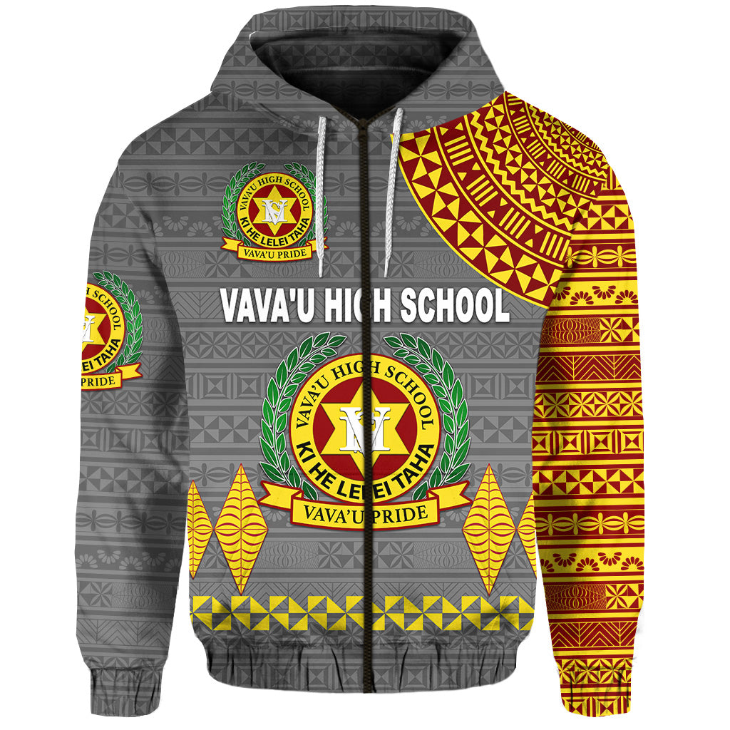 Custom Tonga Vavau High School Zip Hoodie Simple Style Grey LT8 - Polynesian Pride